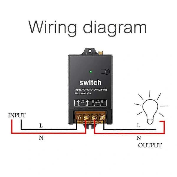 Wireless Remote Control Switch, 3000M Long Range, AC 100-240V / 40A Relay Wireless RF Switch Compatible with Water Pump Lighting BlackWhite