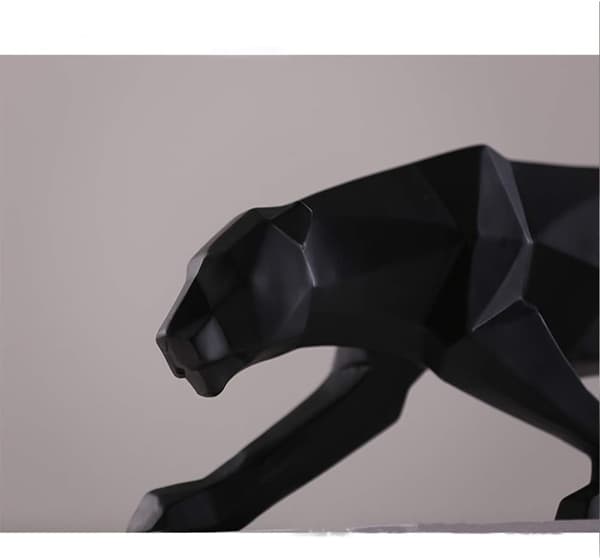Svart panterskulptur prydnadsföremål geometrisk hartsskulptur Leopa