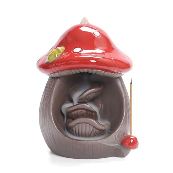 Incense Burner Double-Sided Incense Insert Aromatherapy Burner Household Ceramic Mushroom Crafts Ornaments Backflow Incense Burner