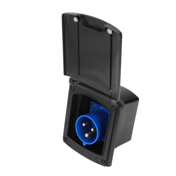 32A 220V-250V RV External Power Socket Box 3-Pin Plug Waterproof Built-in Mounting for RVs Trailer Black