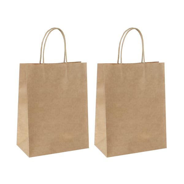 Bruna med handtag, vita papperskassar bulk 40 st 21*27*11cm, presentpåsar bulk, brun, vit kraftpapper