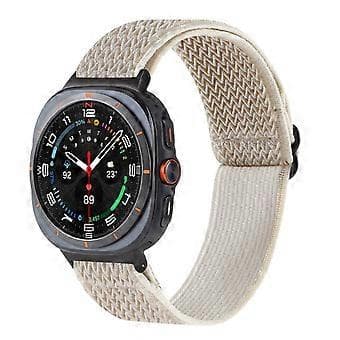 Compatible with Samsung Galaxy Watch Ultra 47mm Woven Watch Band Wave Pattern Watch Strap (Beige)
