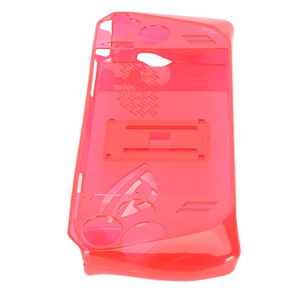 Game Console Clear Case Shockproof Anti-slip TPU Protective Cover with Stand for ASUS ROG Ally Handheld 2023 Transparent Red