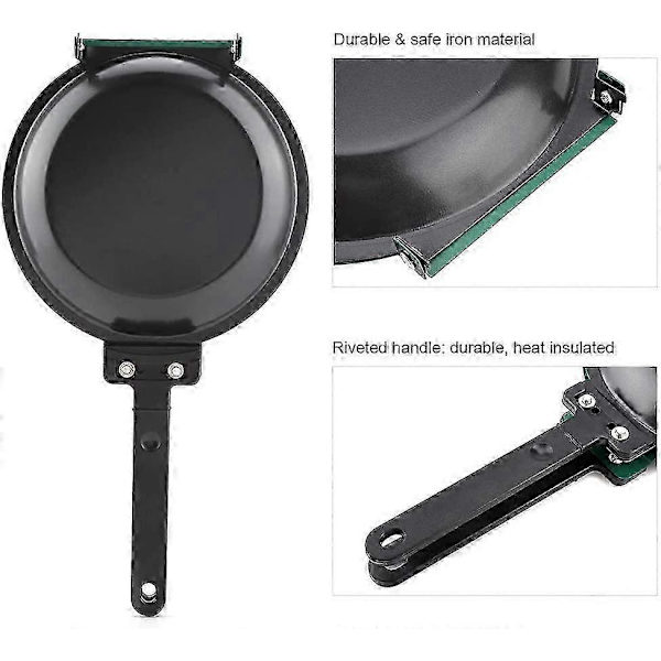 Reversible Pancake Pan Double-Sided Non-Stick Ceramic Coating Household Kitchen Cookware Green