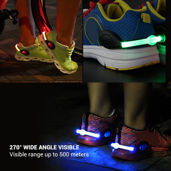 2 stk LED Skoklemmer USB-lading Sikkerhetsklemmer for Løping Jogging Turgåing Sykling