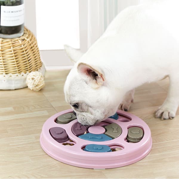 Foderlegetøj til kæledyr med skridsikker bund, puslespilslegetøj til kæledyr, holdbart, langtidsholdbart, let og bidesikkert til hunde og katte Pink