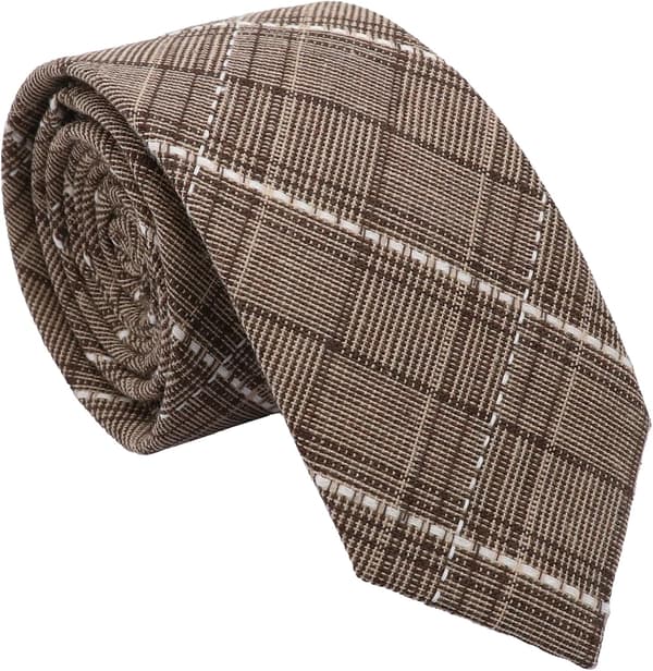 Stribede slips til mænd Smalle slips til mænd Stribet ternet slips Formel forretningsmiddag Dimission Brun og hvid - Brown and White