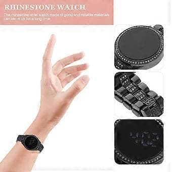 Dame Rhinestone Klokke LED Armbåndsur Glitrende Rhinestone Pyntet Klokke