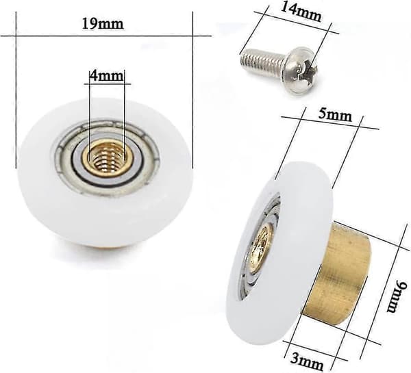 19mm Shower Door Rollers Runners Wheels Replacement Parts With M4 Screw