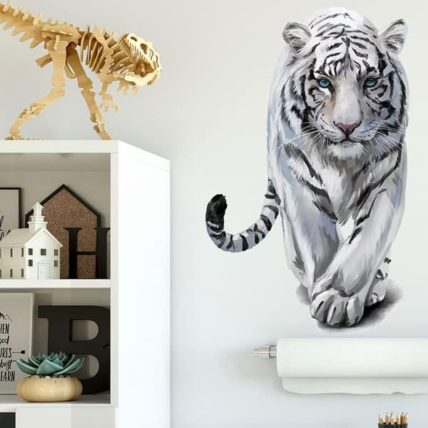 Natural Tiger Decal, Wild White Tiger Wall Decal, DIY Decorative