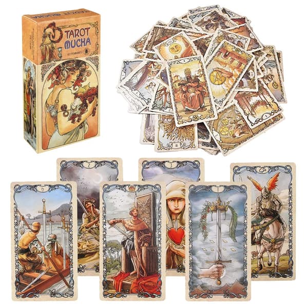 78 retro tarotkort med fargede esker