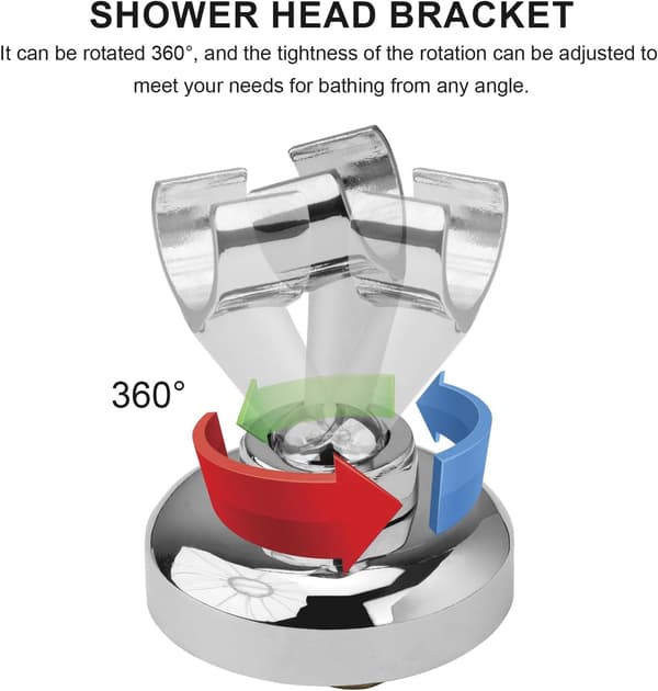 Dusjhodeholder Dusjhodefeste Sinklegering Dusjhodebrakett med 360° Justerbare Ekspansjonsskruer