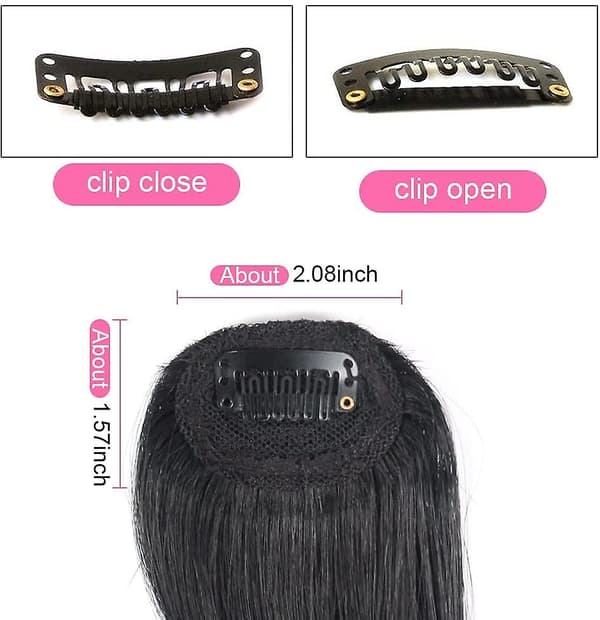 2 stk. Bølgete Side Bangs Clip-In Bangs Ekte Menneskehår Bølgete Bangs Hårforlengelser (Svart)