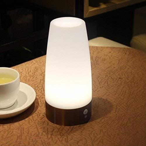 Bordlampe, Retro LED-natlampe, Sengelampe med trådløs PIR