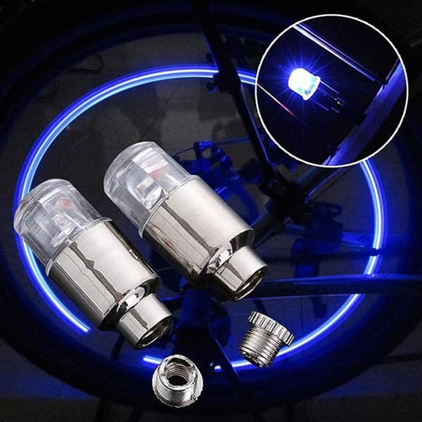 (Blå) 4-pack cykel- och motorcykelhjulsljusventil dammskydd bil LED