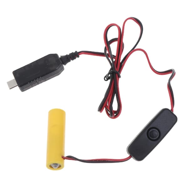 3V AA Batteri Eliminator USB C Strømforsyning Erstat 2xAA Batteri med Tænd/Sluk-knap