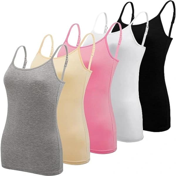 5-pack Basic Camisole Justerbar Camisole Spaghettiband Linne för Kvinnor och Flickor (Stor)