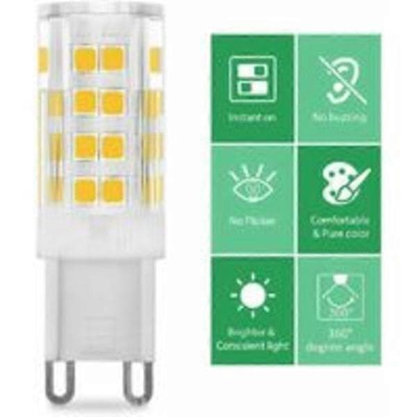 5W G9 LED-pære, tilsvarer 40W, varmhvit 3000k, 220-240V