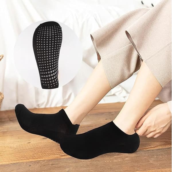 Skridsikre yogasokker, 3 par, gribesokker til Pilates & dans, sort, størrelse 39-42