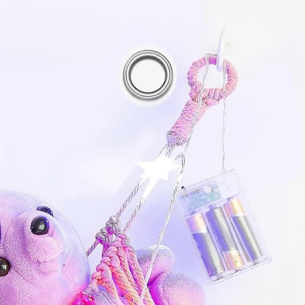 Pehmopeli riippumatto lampulla seinäkiinnitys - Riippumatto pehmopeli verkko pehmopeli järjestäjä Boho Macrame lelu - Vaaleanpunainen