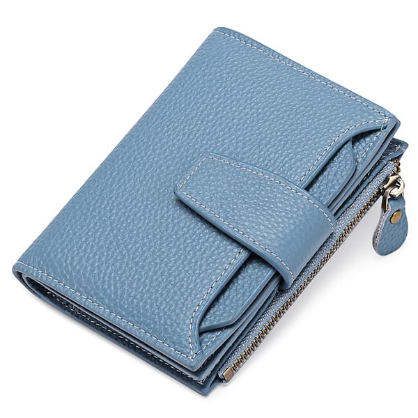 Liten lommebok for kvinner Ekte skinn Bifold Kompakt RFID B