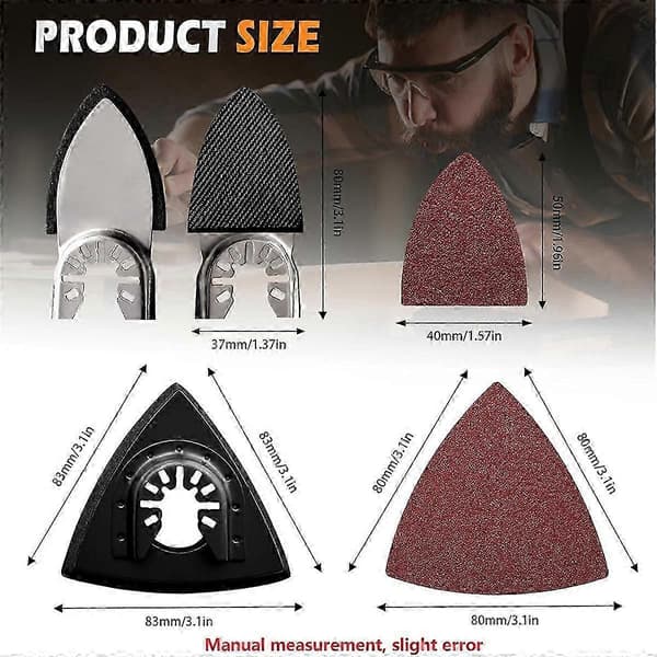208-piece Sanding Kit for Oscillating Tools, with Triangular Sanding Pads and Finger Sanding Pads, for Fin