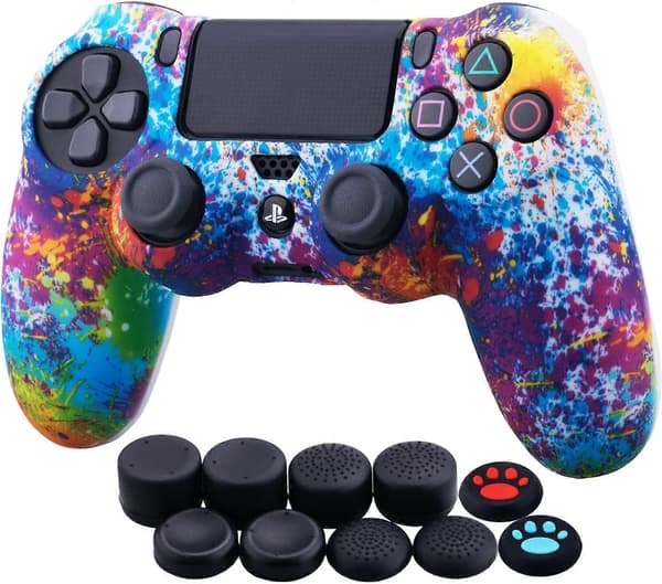 Sony PS4/Slim/Pro Dualshock 4 Controller Vandoverførsel Camouflage Silikoneetui med Tommelfingergreb [db]