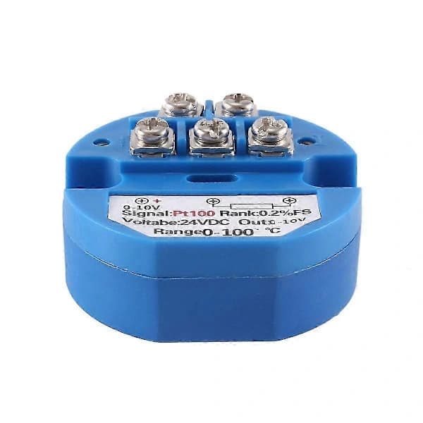 PT100 Type til 0-10V 0-100 Grader RTD Indgang 0-10 a Udgang DC24V Termisk Modstand Temperaturtransmitter Blå