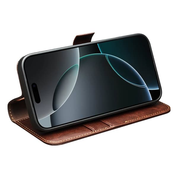 iPhone 17 Pro QIALINO Plånboksfodral i Äkta Läder - Brun Brun brown