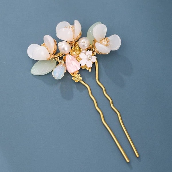 Vintage Hårklämma Blomma Pärla Hårsticka U-formad Hårnål Bröllop Hårnålar För Dutt Hårnålar Kvinnor Huvudbonad