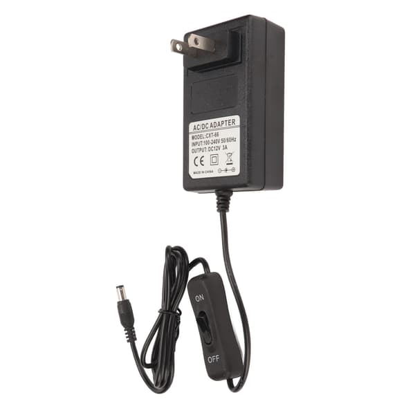 12V strømadapter 20cm nålkutter DC strømforsyningsadapter plugg utstyr 100-240V US-plugg 12V 3A 36W