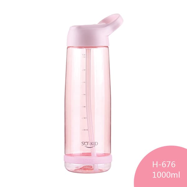 1000ML Sport Halm Dazzle Space Mugg Stor Kapacitet Bärbar Mugg med Bärhandtag - Rosa