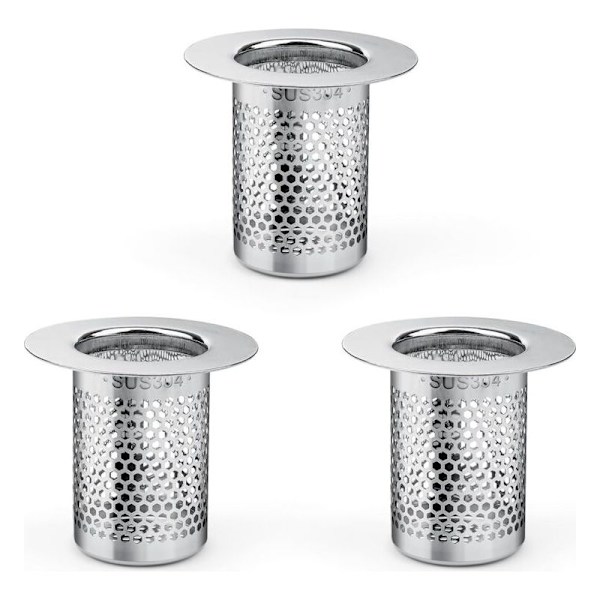 Hårfilter til bruser, 3 dele rustfrit stål brusehårfilter, 5,5 × 5 cm vaskefilter til balkon, køkken