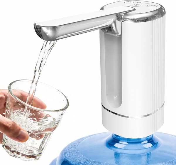 Water Dispenser Pump, USB Type-C Port, Foldable Spout, One-Button Control 40s or 80s, Suitable for Home and Office, White