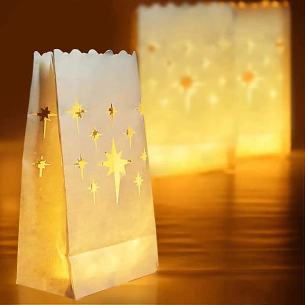 50 stk Flammesikre Lyslykter, Stjernedesignede Luminarier for Bryllup, Fest