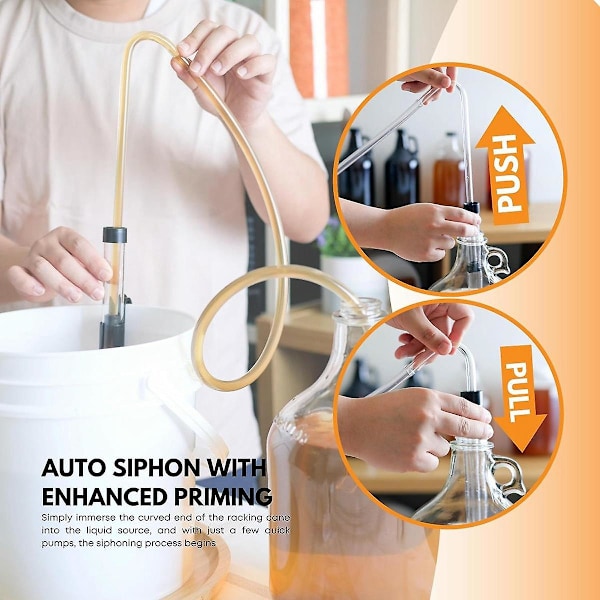 3/8 tommer Automatisk Siphon med Klemme 6,5 fod Slange Flaskefyldnings Siphon Kit med Fødevaresikker Gratis Plastrør