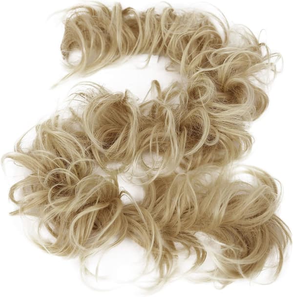 XXL Hårstykke Scrunchie Håroppsats Voluminøs Krøllete Chignon Lys Blond HW26