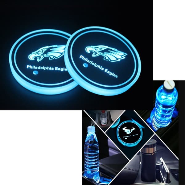 2 st (Philadelphia Eagles, ca 68*68*8,5 mm) LED-bilunderlägg