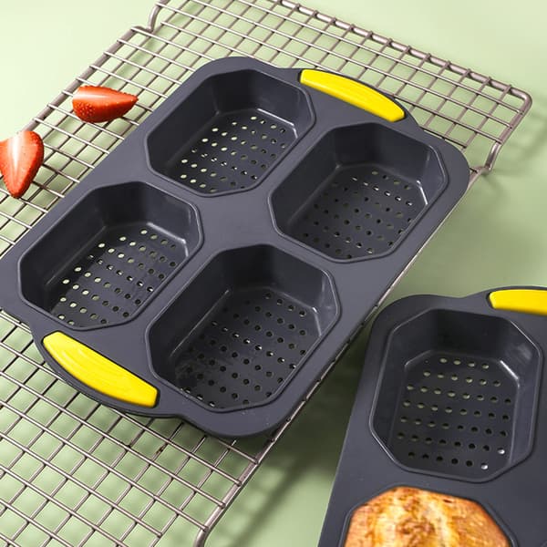 4 Hulrum Hamburger Bolle Form Bageplade Husholdnings Genanvendelig Form til Boller Grey