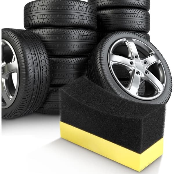 5X Professional Car Vehicle Tire Tyre Application Curved Applicator Foam Sponge Black Yellow