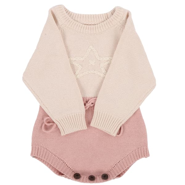 Baby Tøj Bomuld Spædbarnsromper Heldragter Dejlig Stjerne Langærmet Bodysuit til Piger Rosa/beige 73cm