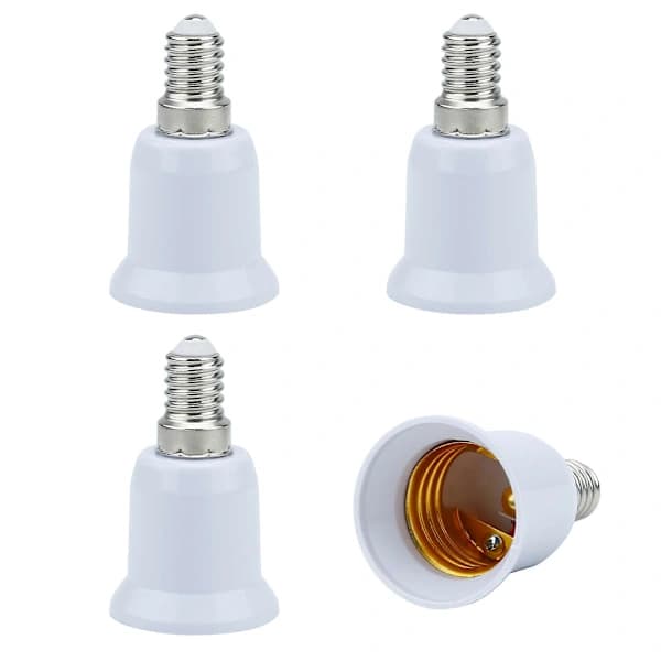 [PL】E14 til E27 Lampefodadapter i HVID – 4x lampeadapter til konvertering fra E14 til E27