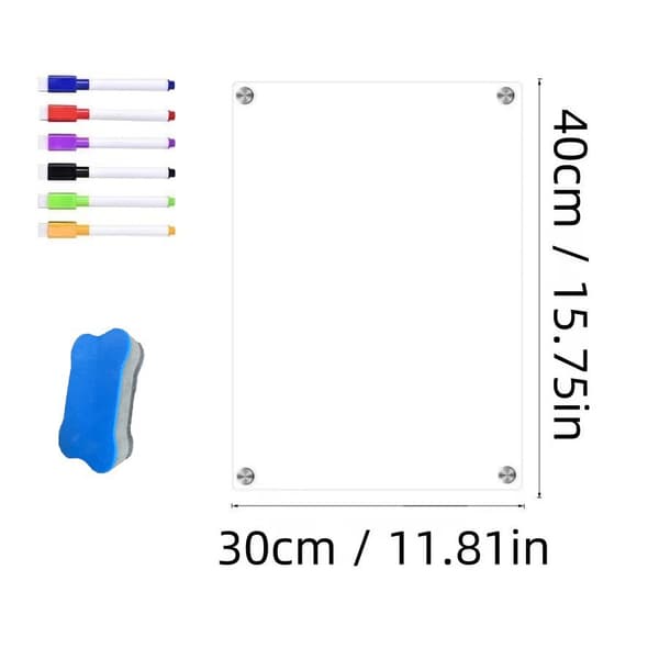 Magnetic Acrylic Memo Board with Pen for Weekly Planner Erasable Message Writing Board