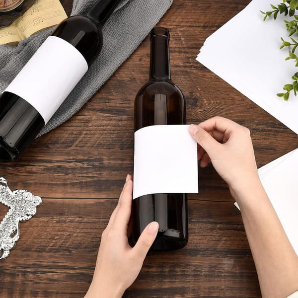 10 Pcs Blank Wine Labels, 2 Sizes, Matte White Stickers, Self-Adhesive