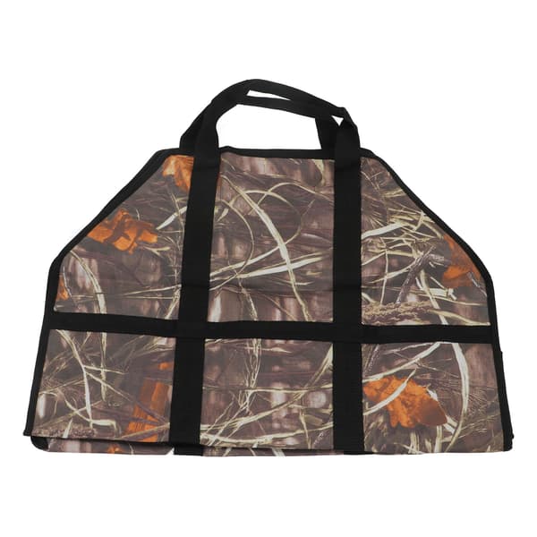 Large Capacity Oxford Cloth Firewood Basket Carrier Bag with Reinforced Handle Leaf Camouflage