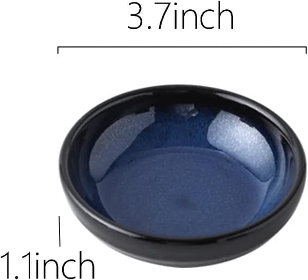 Keramisk Retro Skål för Smårätter Kryddskålar Sojasås Skålar, Set om 4 Blå-C - Blue-C