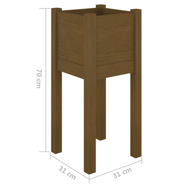 Plant box honey brown 31x31x70 cm solid pine