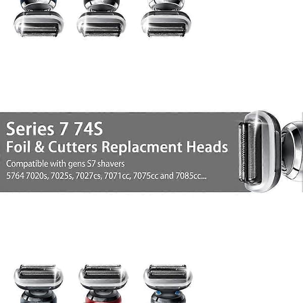 2-pak 74S S7 Erstatningshoved til Braun S7 Barbermaskiner, Rustfrit Stål Blade & Præcisionsfolie, Glat Barbering Uden Træk.