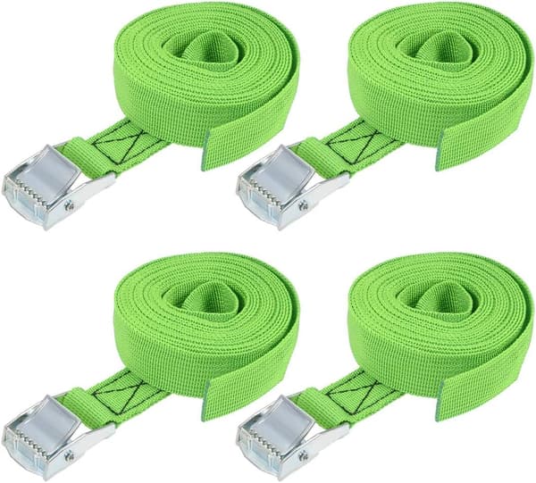 4-pakning stropper med kamspenne, 25mm*3m, 250kg
