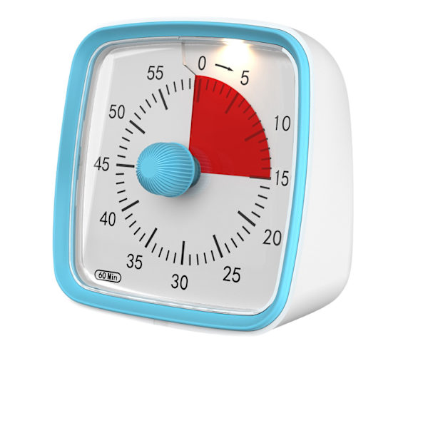 Visuel timer, klasserumstimer, nedtællingstimer til børn og voksne, pædagogisk værktøj til tidsstyring (blå)